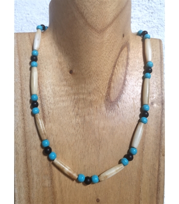 Collier en os et perles