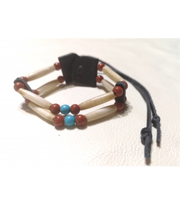 bracelet os et perles deux rangs