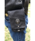 Pochette cuir noir biker