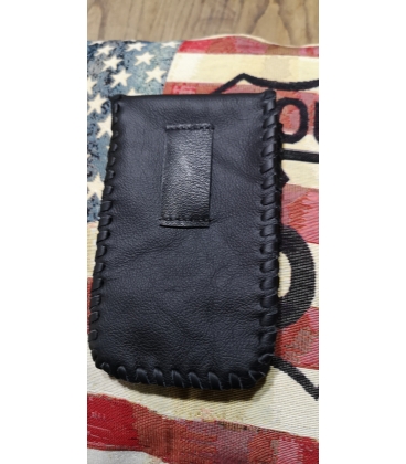 Pochette cuir noire biker