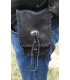 Pochette en cuir noir biker
