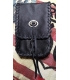 Pochette en cuir noir biker
