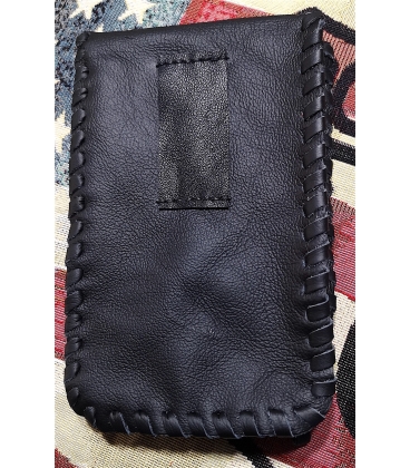 Pochette en cuir noir biker