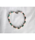 Bracelet perles vertes et roses ovales