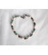 Bracelet perles vertes et roses ovales