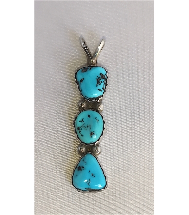 Pendentif long 3 turquoises