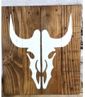 Tableau bois tête de vache blanche