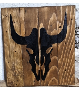 Tableau tête de vache peinte noire