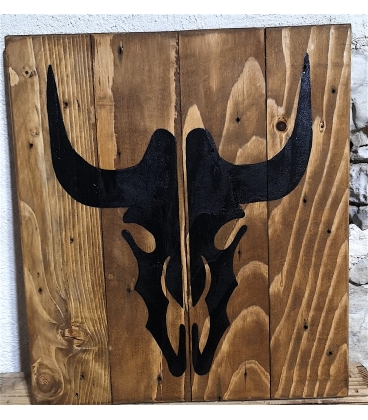 Tableau tête de vache peinte noire