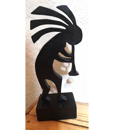Kokopelli noir en bois