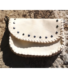 Pochette demie lune en cuir blanc