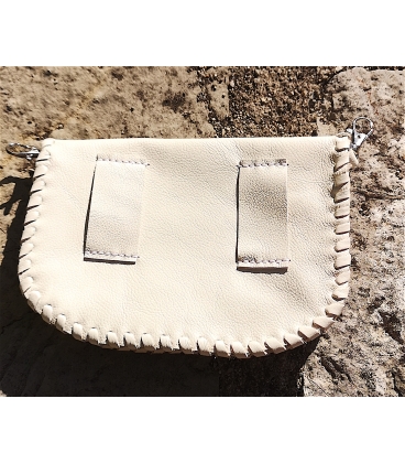 Pochette demie lune en cuir blanc