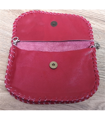 Pochette en cuir rouge