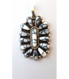 Pendentif Marguerite Turquoise Blanche