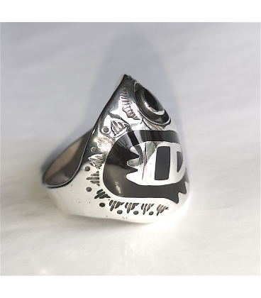 Bague ovale Onyx et argent