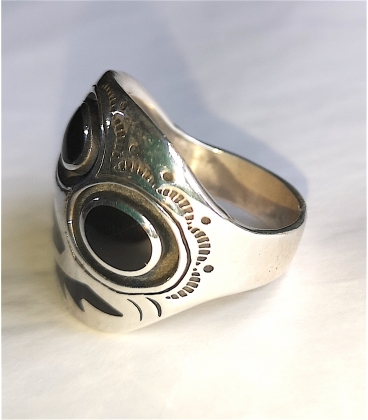 Bague ovale Onyx et argent