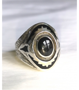 Bague ovale onyx et argent