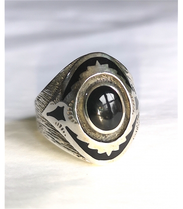 Bague ovale onyx et argent