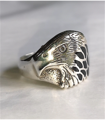 Bague tête d'aigle onyx argent