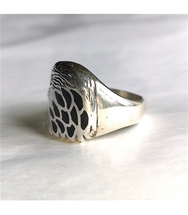 Bague tête d'aigle onyx argent