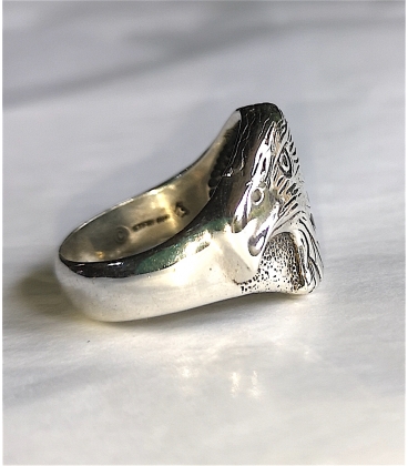 Bague tête d'aigle onyx argent