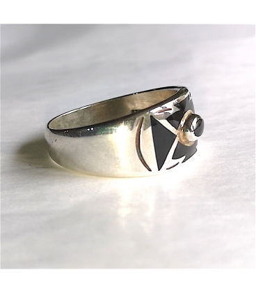 Bague rectanble onyx et argent