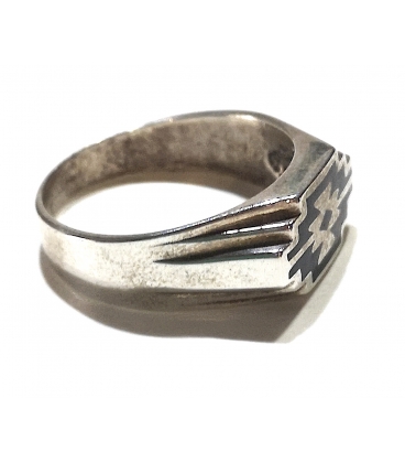 Bague croix onyx et argent