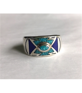 Bague Turquoise et Lapis Lazuli et argent