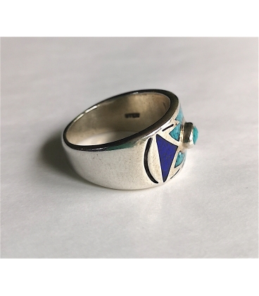 Bague Turquoise et Lapis Lazuli et argent