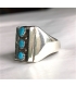 Bague 3 turquoises et argent
