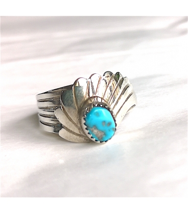 Bague Feuille et sa turquoise