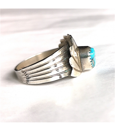 Bague Feuille et sa turquoise