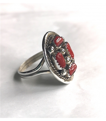 Bague marguerite corail