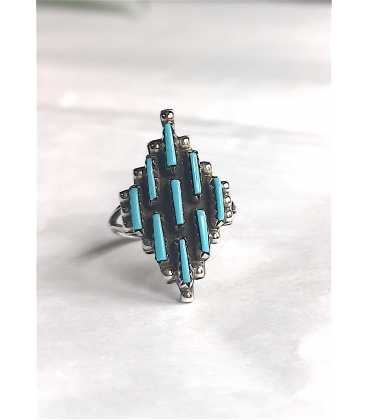 Bague Zuni turquoise losange