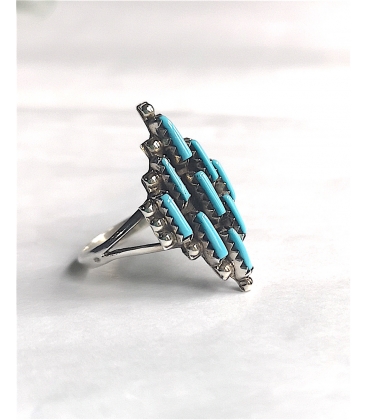Bague Zuni turquoise losange