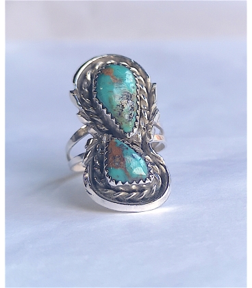Bague et ses deux turquoises