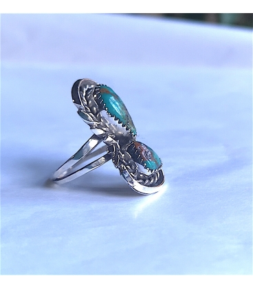 Bague et ses deux turquoises