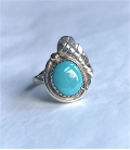 Bague feuille et turquoise