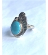 Bague feuille et turquoise