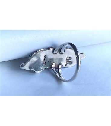 Bague  Zuni longue feuilles et turquoises