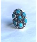 Bague Zuni marguerite 7 turquoises