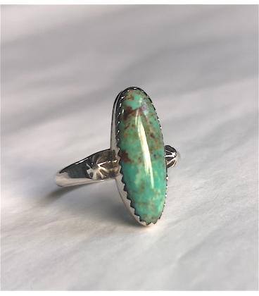 Bague turquoise verte ovale
