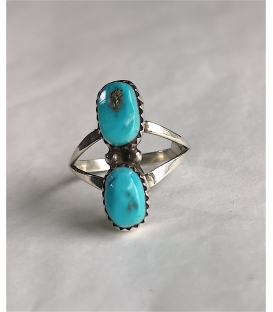 Bague avec deux turquoises