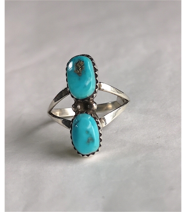 Bague avec deux turquoises