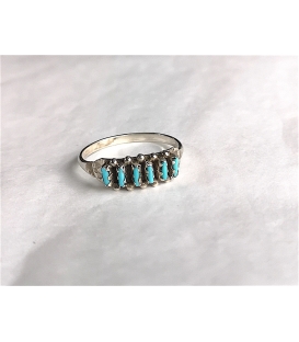 Bague navajo avec 6 petites turquoises