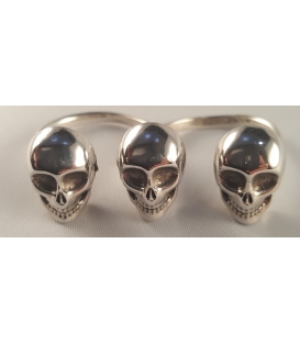 Bague double doigt tête de mort