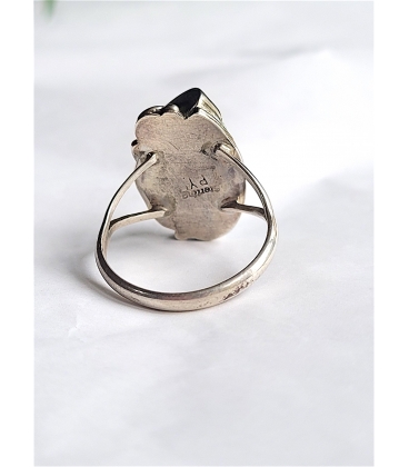 Bague griffe d'ours turquoise et pierre Corail