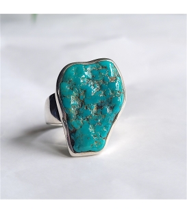 Bague turquoise brute