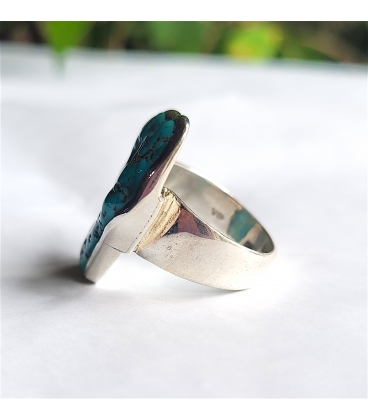 Bague turquoise brute