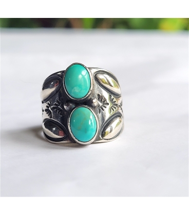 Bague deux turquoises